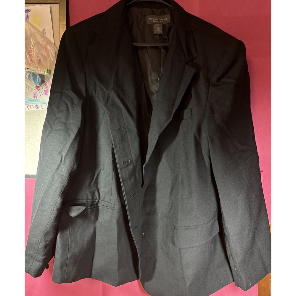 Working Classics Designs & Co Size 24 Black Longline Button Blazer V3